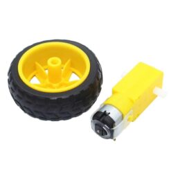 Alternative view of Geared DC Motor 100 RPM (Dual Shaft ) with Wheel